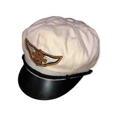 Harley Davidson Vintage Captains Hat Motorcycle White Small Wool Leather Cap