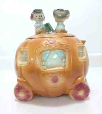 17 Vintage McCoy Cookie Jar Cinderella Pumpkin Coach with Mice Orange 1962