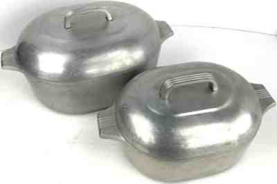 Set Vintage Wagner Ware Sidney O Magnalite 4265P + 4263 Oval Dutch Oven Roaster