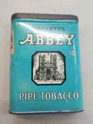 Vintage Tucketts Abbey Pocket 10 Cent Pipe Tobacco Tin - Hinged Lid - Empty