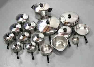 VINTAGE REVERE WARE 28 Piece Set 10 Pots 4 Skillets 12 Lids D.Boiler Insert More