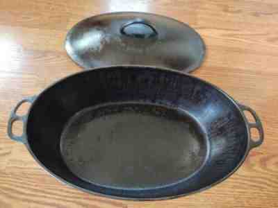 Vintage Wagner Ware Sidney -O- No 3 Cast Iron Oval Roaster 1922-1935