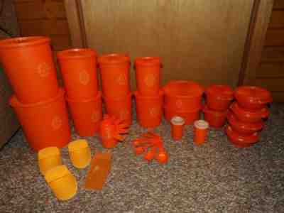 VTG TUPPERWARE ORANGE SERVALIER CANISTERS, BOWLS, MEASURING CUPS SPOONS MORE!!