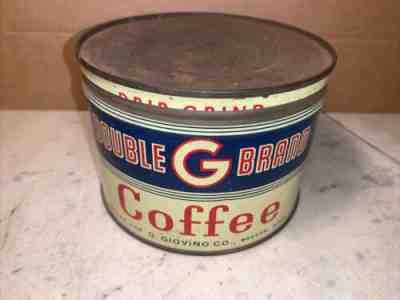 Double G Brand Coffee Keywind Tin Can lid vintage 1 lb one Pound Boston, Mass