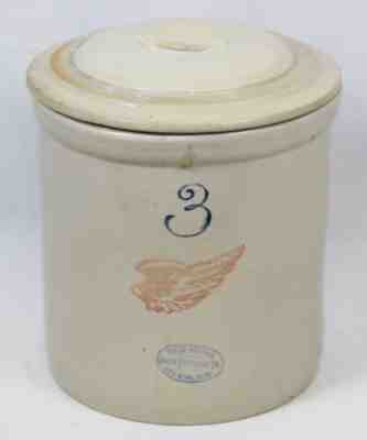 3 Gallon Red Wing Crock w/Lid Union Stoneware Co. Minnesota Pottery Antique VTG