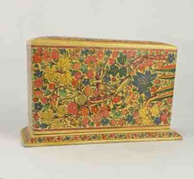 Vintage Lacquered Playing Card Holder Papier Mache Floral Kashmir India Handmade