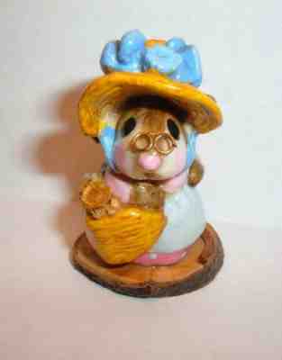 Wee Forest Folk M-002a Miss Mouse with Straw Hat vintage