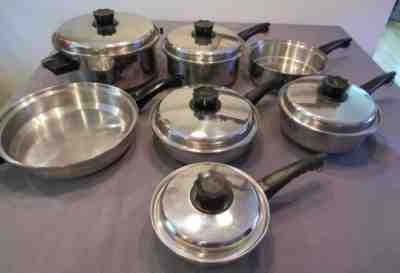 Vintage LUSTRE CRAFT Cookware Waterless 12 Pc Set 3-Ply Multi-Core Stainless USA