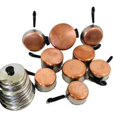 Revere Ware 1801 Copper Clad Bottom Cookware Set of 18 Vintage 1946 - 1968