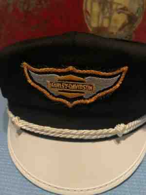 40 ??s 50 ??s Vintage Harley Davidson Captains Hat Authentic Motorcycle Size 7 1/8â?