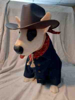 Vintage 1988 Spuds Mackenzie Blow Mold w/original Cowboy Hat Shirt and Bandana.