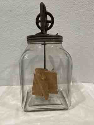 Antique Dazey Glass Jar Butter Churn No. 80 1922 St Louis Missouri Hand Crank