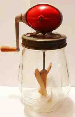 Vintage Dazey Red Football Butter Churn Original No 4, 4 Qt. Tulip Jar