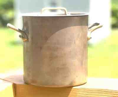 Antique Copper Lidded Stew Pan Stock Pot Glamor Detroit 4 Liter 4.22 Quartz LID