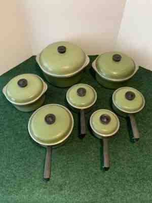 Vintage 14 Piece Club Avocado Green Aluminum Cookware Set Pots Dutch Ovens Lids