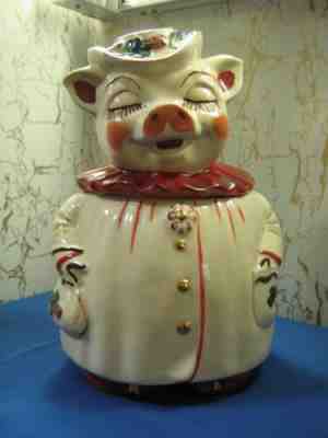 Shawnee Pottery Winnie Pig Smiley Shamrock Cookie Jar 1940s "Pristine" LQQK!