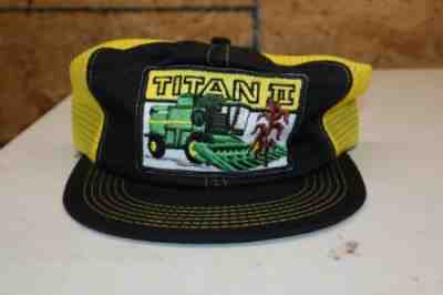 Vintage RARE John Deere TITAN Combine K Brand Mesh Trucker Hat Tractor Farm Cap