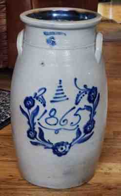 ANTIQUE 1865 WHITE'S UTICA CROCK #6 COBALT BLUE STONEWARE NO LID