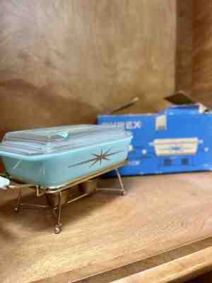 Vintage Pyrex RARE Atomic Starburst 575cw Casserole With Lid & Warmer W/Box HTF