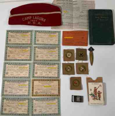vintage Boy Scouts of America patches certificates hat handbook Boy Rangers