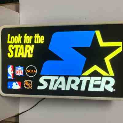 RARE VINTAGE STARTER JACKET HAT SPORTS STORE DISPLAY LIGHTED ADVERTISING SIGN