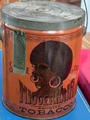 Vintage 1878-1927 Hair tobacco tin with original lid and handle
