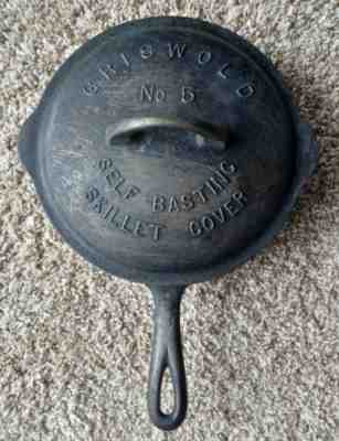 ULRRA RARE GRISWOLD #5 Self-Basting Skillet Cover & lid 1925- orig estate find.
