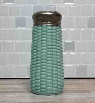 HTF Victorian Jadeite Glass Dithridge Tall CORN Jade Green Shaker w Lid ca 1895