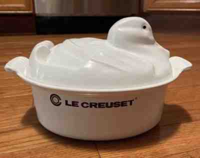 Vintage Extremely Rare LeCreuset Duck Terrine Cast Iron Pot White