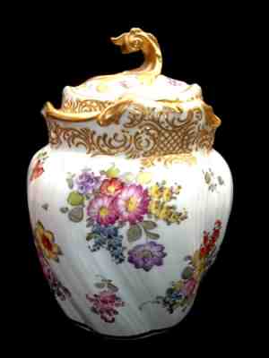 MEISSEN PORCELAIN COOKIE / BISCUIT CRACKER JAR MARKS W/ DOUBLE CROSSED SWORDS