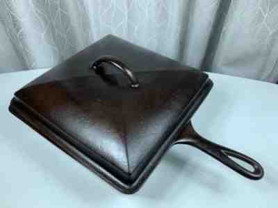 Vintage Wagner Ware 1400 Cast Iron Square Chicken Fryer with Lid