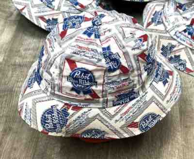 VINTAGE '70s PABST BLUE RIBBON PBR BEER RETRO BUCKET HAT LARGE NOS x19