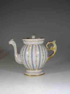 Antique Sevres Cobalt Blue and Gold Gilt Figural Dragon Spout Tea Pot, France