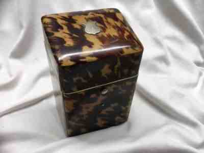 Antique Faux Tortoise Shell Hinged Lid Cigarette Box