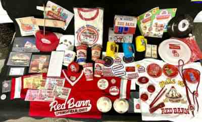 huge lot RED BARN restaurant collection Vintage Shirts Hat Cups Pins Records !!!