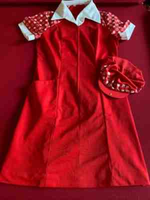 1970's, Pizza Hut, Female Employee Dress & Hat (RARE) Vintage