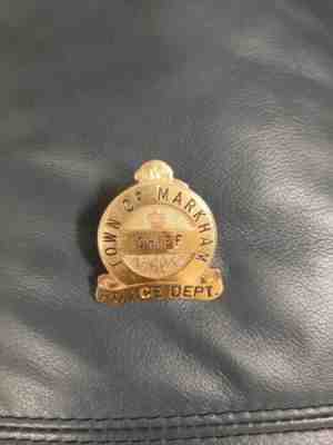 VINTAGE TOWN OF MARKHAM ONTARIO CANADA POLICE CHIEF HAT CAP BADGE RARE