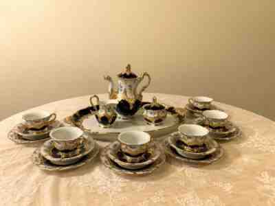 Vintage Meissen B-form Set - Tray, Pot, Milk Jug, Sugar Bowl, 6 Cups and Saucers