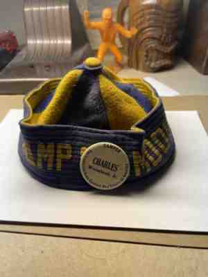 VINTAGE BOY SCOUT HAT/CAP. CAMP C.C. MOORE SAN FRANCISCO. BSA PIN