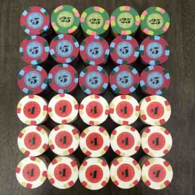 Paulson Top Hat and Cane 300 Chip Poker Set -Great Condition -Vintage Vegas Case
