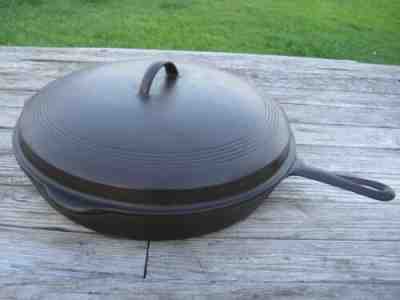 RARE Wagner Ware Cast Iron #14 1064 Skillet W/ Matching 1073 Lid Restored NICE