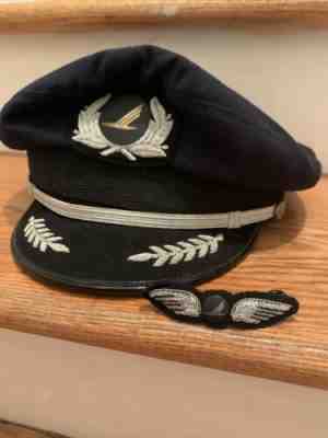 Piedmont Airlines Badge & Hat Vintage Air Pilots Wings Rare