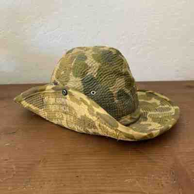 VTG Vietnam War 1963 Special Forces Camo Boonie Hat Bush Cowboy Parachute NAMED