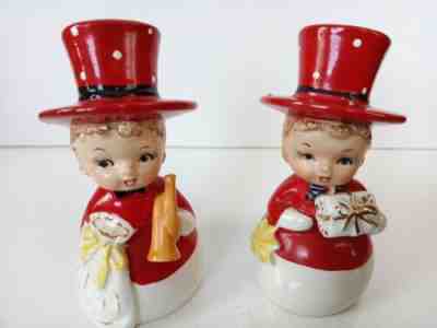 Vintage Japan Christmas Boy Snowman Figurine With Top Hat Red White Napco Style