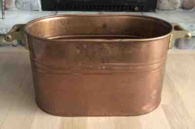Vintage Revere Ware Copper Boiler Wash Tub Wooden Brass and Wood Handles No Lid