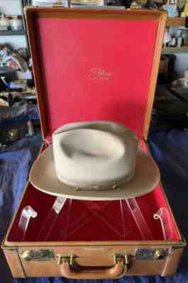 Vintage Stetson 100 Western Cowboy Hat with Original Hat Case Size 7 3/8