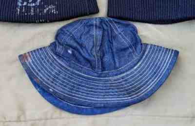 WW2 US Army Denim Daisy Mae Bucket Hat 40s not repro tag vtg cap work wear 1940