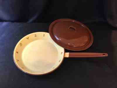 VTG Monterrey Western Ware Enamel Skillet Pan w/Lid Farm Cattle Brand Americana