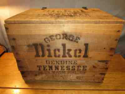 Vintage George Dickel Wood Whisky Hinged Box with Lid Antique Liquor Crate