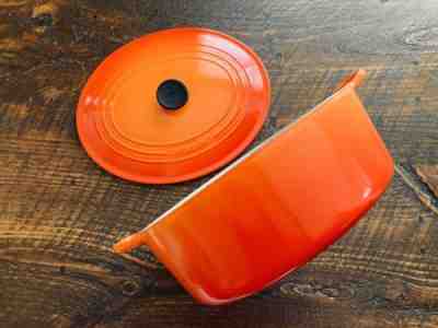 Vintage Le Creuset Oval Dutch Oven 35 Flame Orange Red Enamel Cast Iron 9.25 Qt